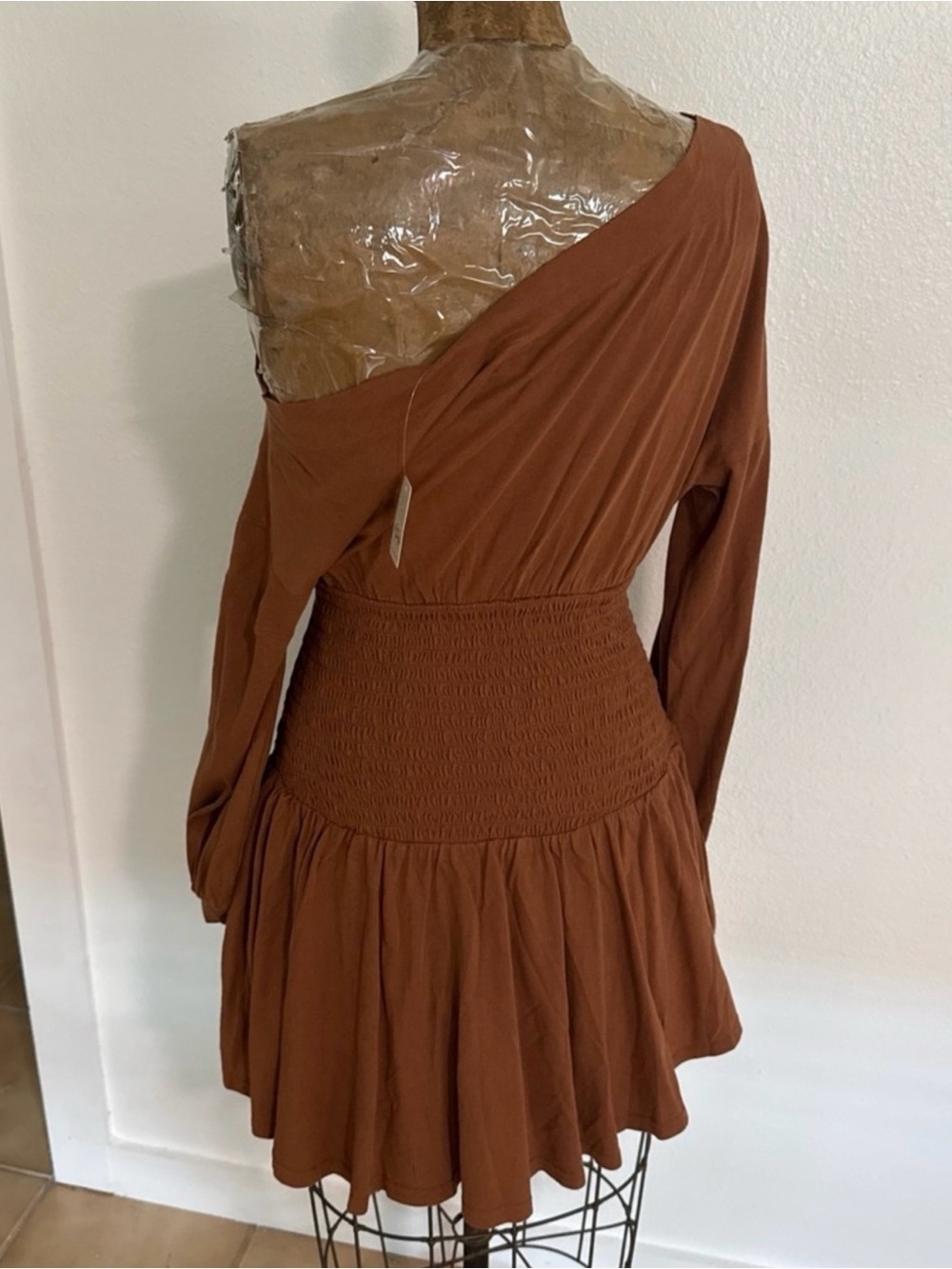 Free people free-est scorching hot off shoulder mini dress rust L new - Picture 4 of 6